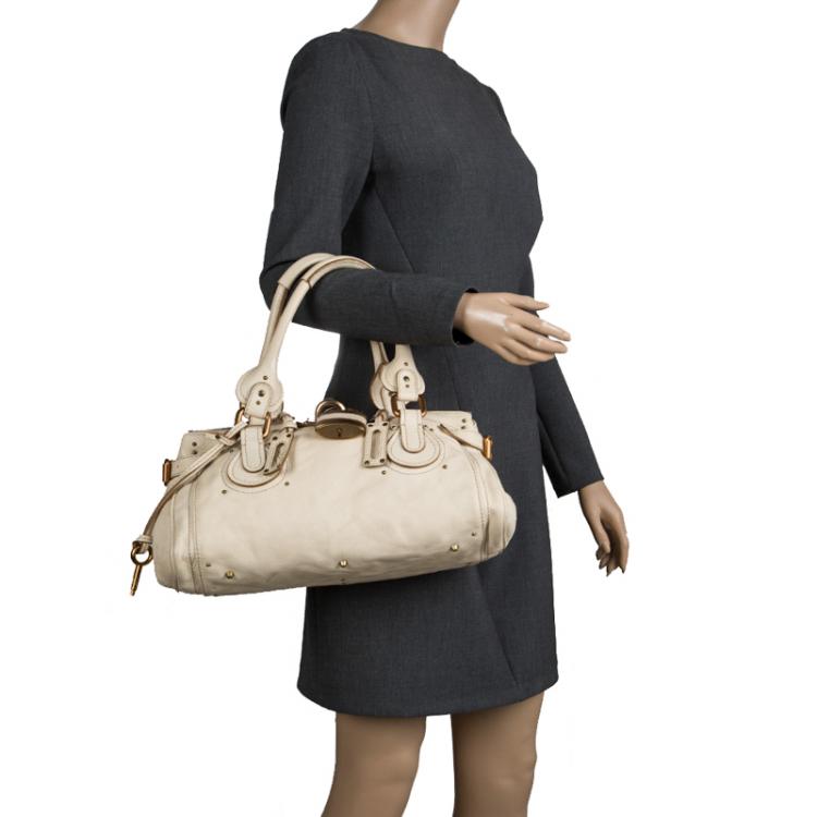 Pre Owned Chloe Cream Leather Medium Paddington Satchel
