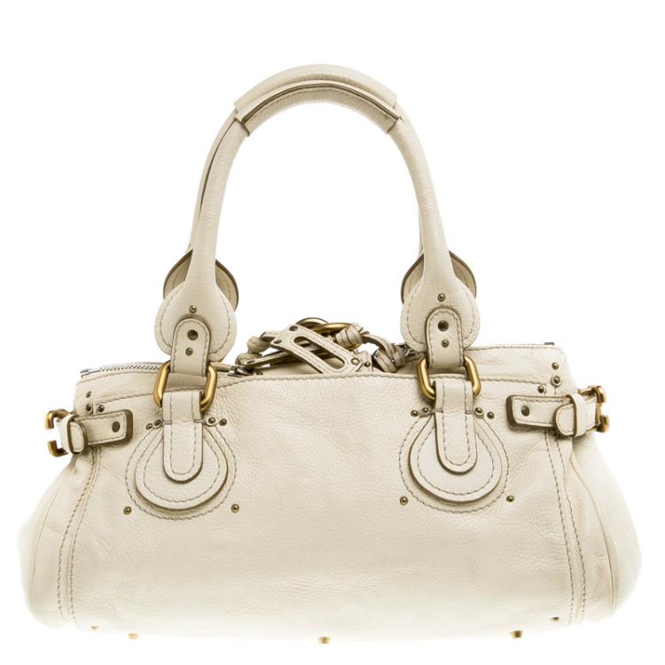 Pre Owned Chloe Cream Leather Medium Paddington Satchel