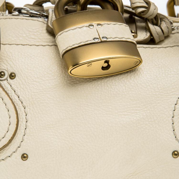 Pre Owned Chloe Cream Leather Medium Paddington Satchel