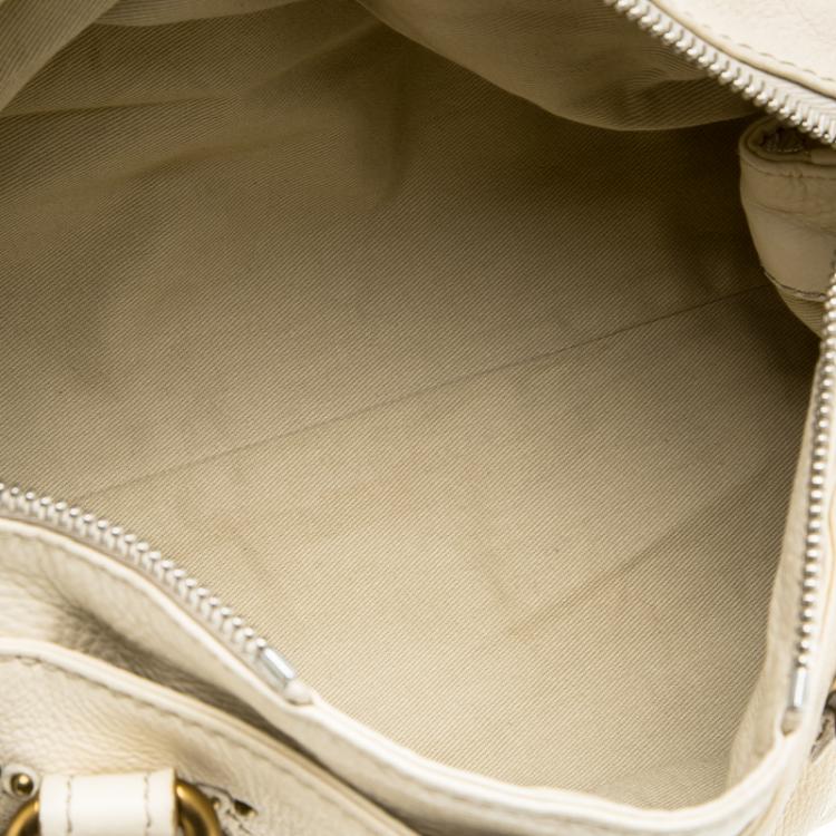 Pre Owned Chloe Cream Leather Medium Paddington Satchel