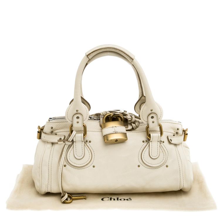 Pre Owned Chloe Cream Leather Medium Paddington Satchel
