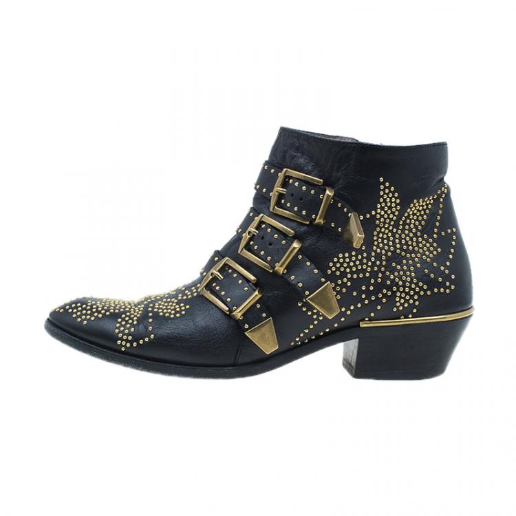 Pre Owned Chloe Suzanna Studded Ankle Boots UK Size 37