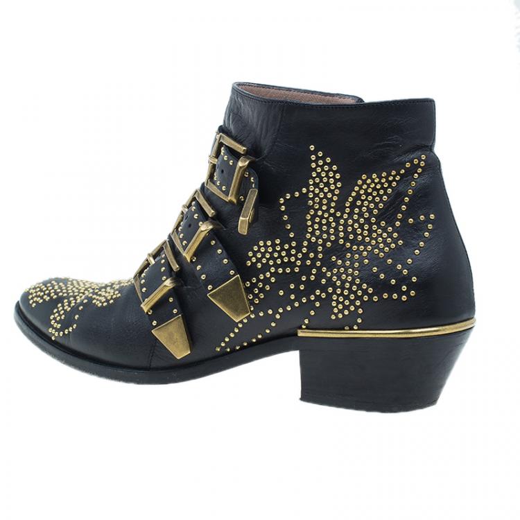 Pre Owned Chloe Suzanna Studded Ankle Boots UK Size 37