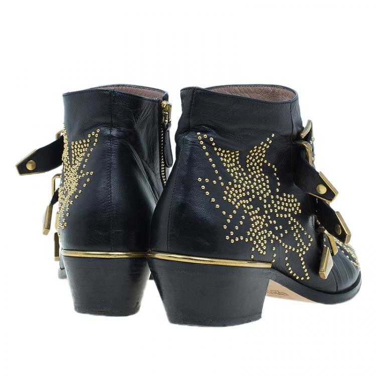Pre Owned Chloe Suzanna Studded Ankle Boots UK Size 37