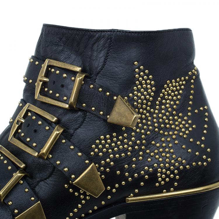 Pre Owned Chloe Suzanna Studded Ankle Boots UK Size 37