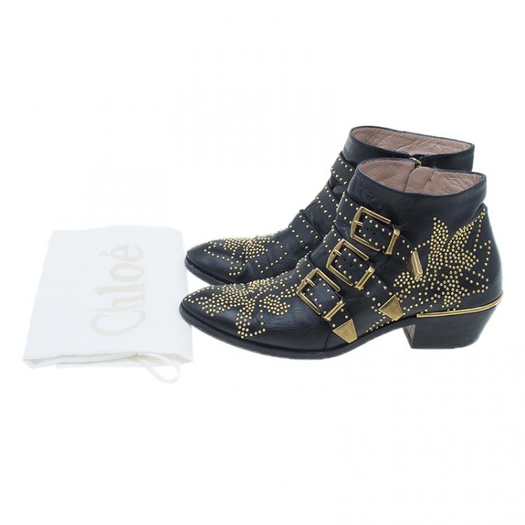 Pre Owned Chloe Suzanna Studded Ankle Boots UK Size 37