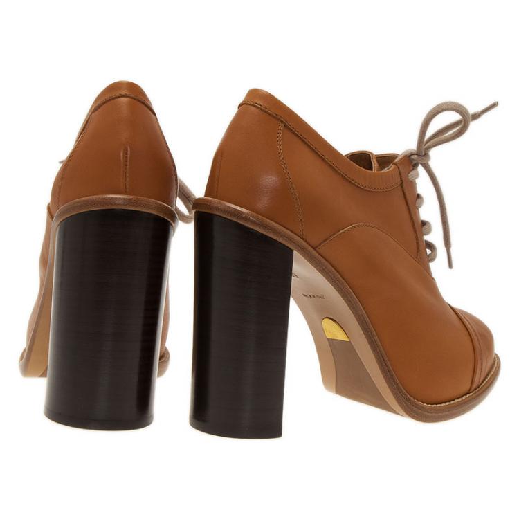 Pre Owned Chloe Beige Leather Oxford Ankle Boots Size 39