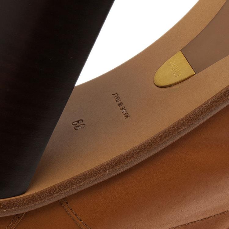 Pre Owned Chloe Beige Leather Oxford Ankle Boots Size 39