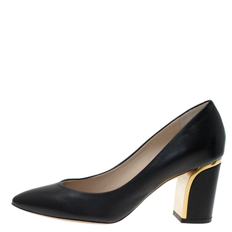 Pre Owned Chloe Black Leather Beckie Pumps Size 36