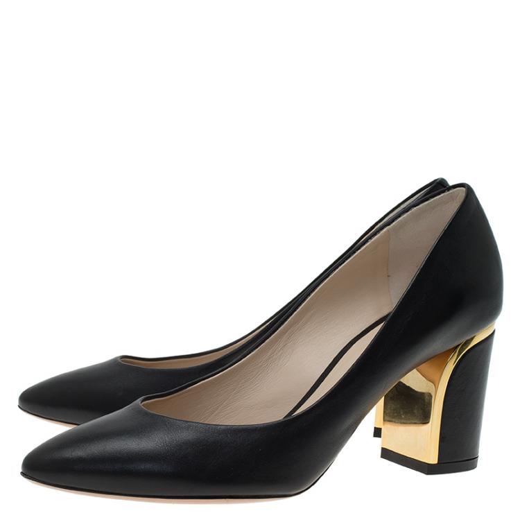 Pre Owned Chloe Black Leather Beckie Pumps Size 36