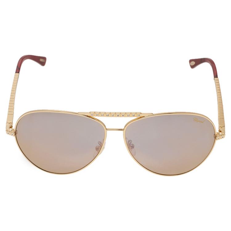 Pre Owned Chopard Gold Embellished SCH934S Aviators