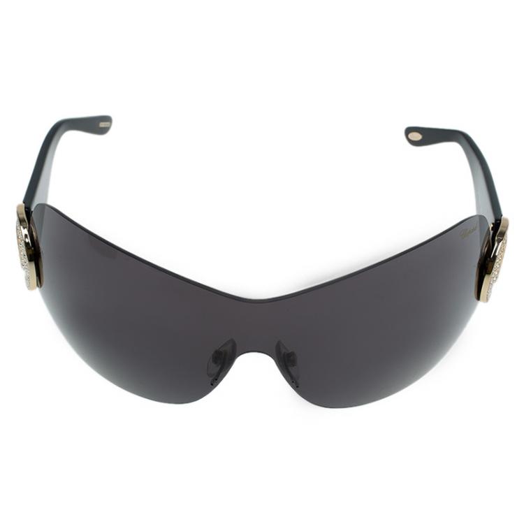 Pre Owned Chopard Black SCH939S Shield Sunglasses