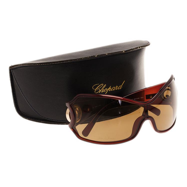 Pre Owned Chopard Brown SCH0125 Shield Sunglasses