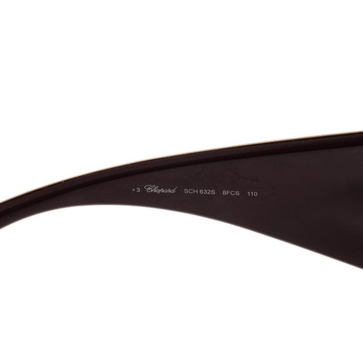 Pre Owned Chopard Gold Monogram SCH632 Shield Sunglasses