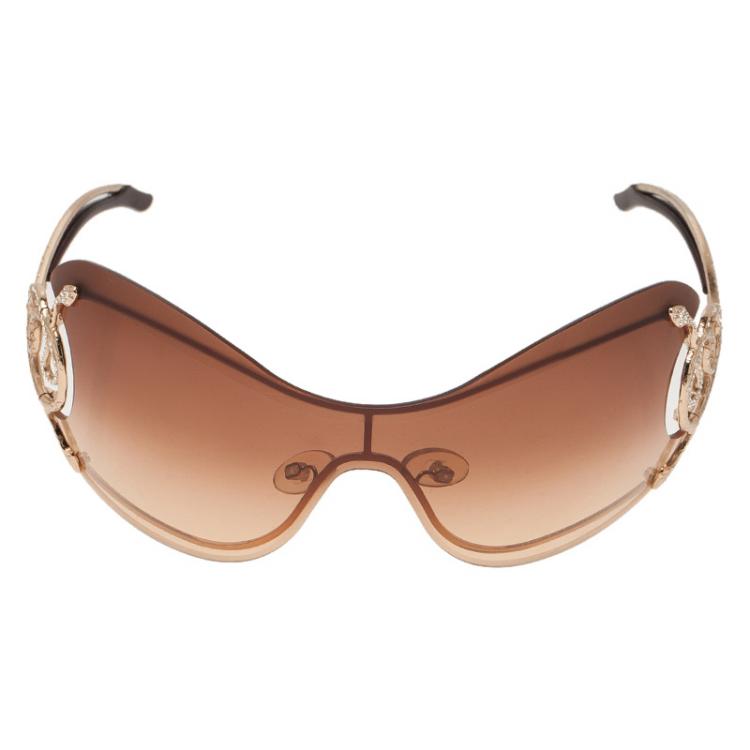 Pre Owned Chopard Brown Shield Cinco 223S Sunglasses