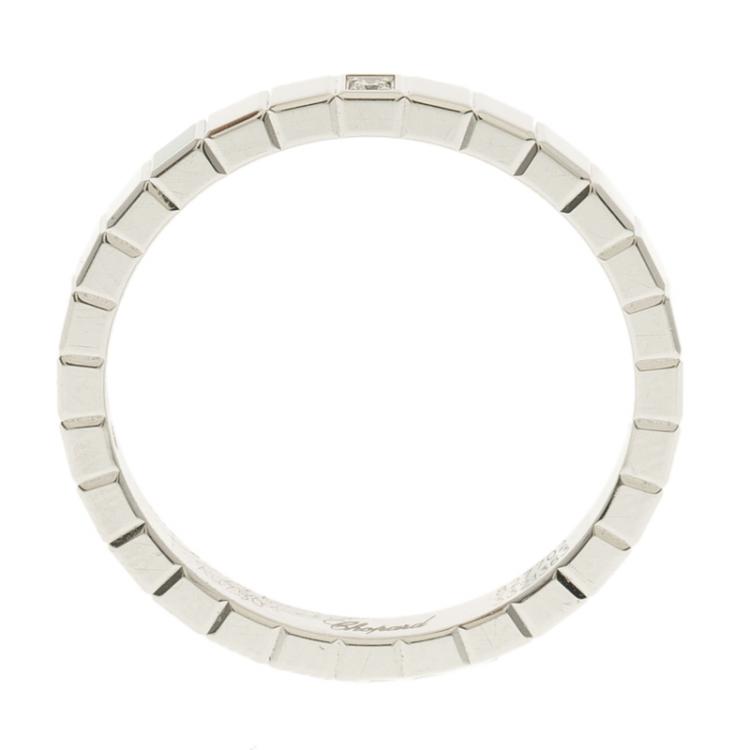 Pre Owned Chopard Ice Cube Diamond & 18k White Gold Band Ring Size 55