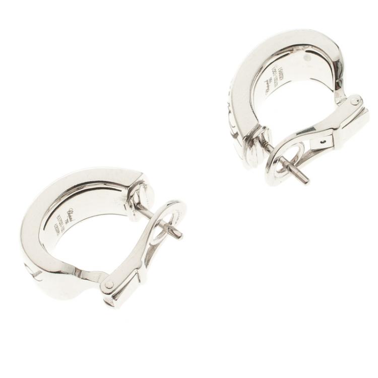 Pre Owned Chopard Chopardissimo 18k White Gold Clip On Huggie Earrings