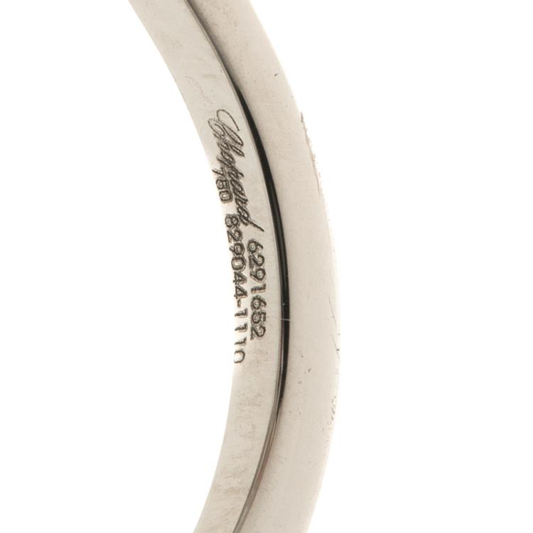 Pre Owned Chopard Happy Diamond Dove 18k White Gold Ring Size 53