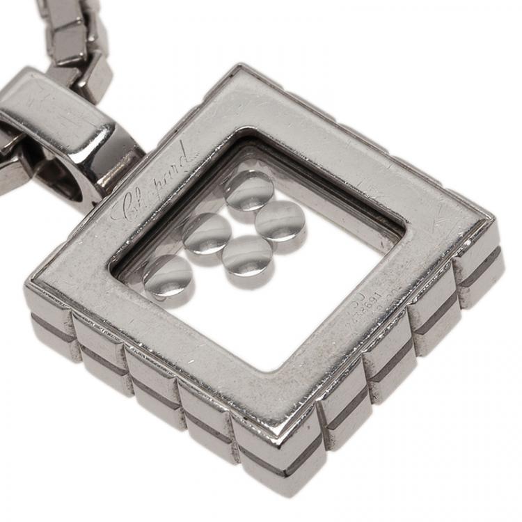 Pre Owned Chopard Ice Cube 5 Diamonds White Gold Pendant Necklace