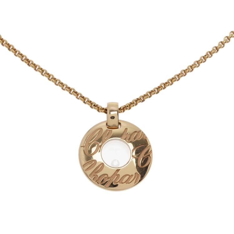 Pre Owned Chopard Chopardissimo Diamond Yellow Gold Pendant Necklace