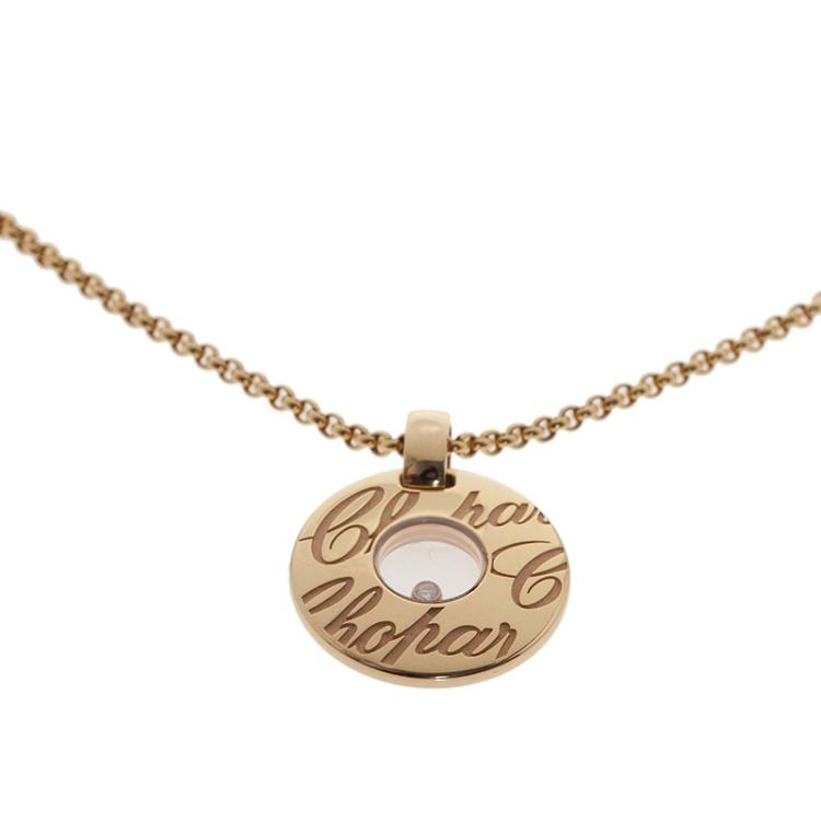 Pre Owned Chopard Chopardissimo Diamond Yellow Gold Pendant Necklace