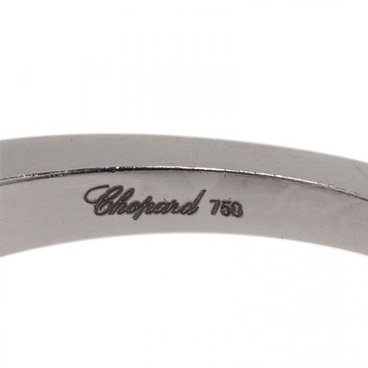 Pre Owned Chopard So Happy Diamond Diamond 18kt White Gold Ring Size 53