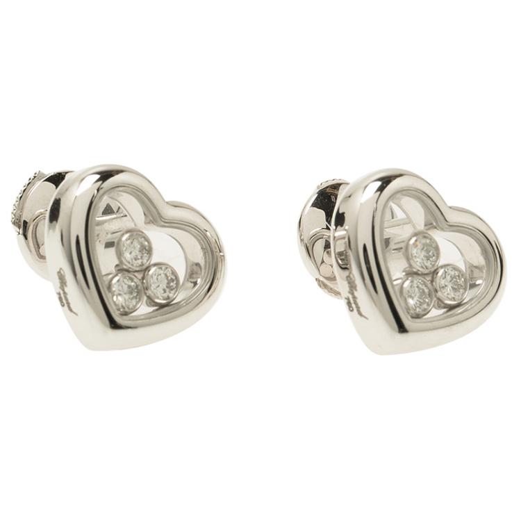Pre Owned Chopard Happy Curves White Gold and Diamonds Earrings