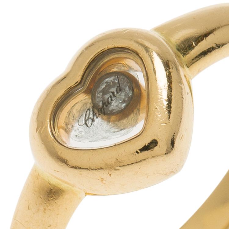 Pre Owned Chopard Miss Happy Diamond Yellow Gold Ring Size 49