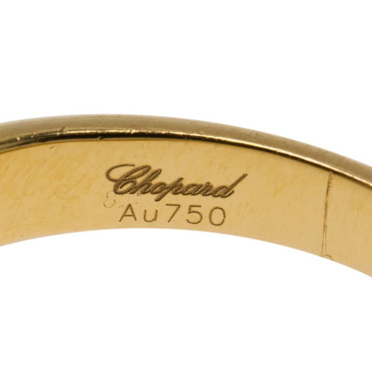 Pre Owned Chopard Miss Happy Diamond Yellow Gold Ring Size 49