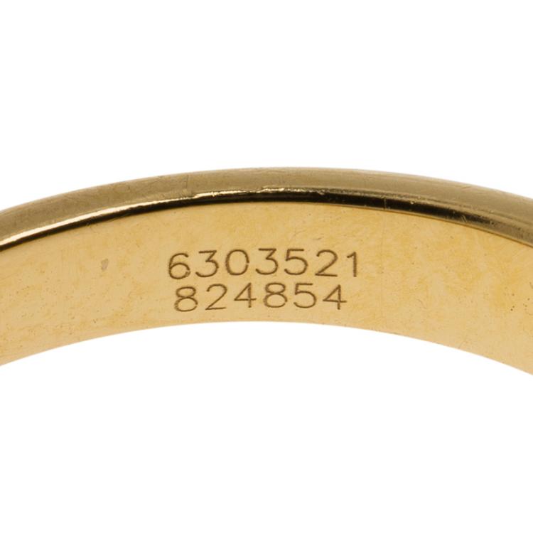 Pre Owned Chopard Miss Happy Diamond Yellow Gold Ring Size 49