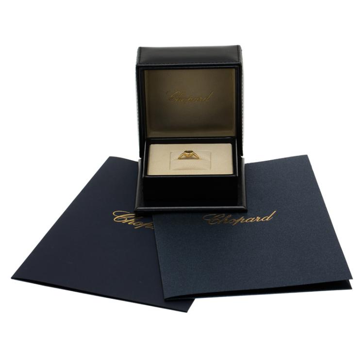 Pre Owned Chopard Miss Happy Diamond Yellow Gold Ring Size 49