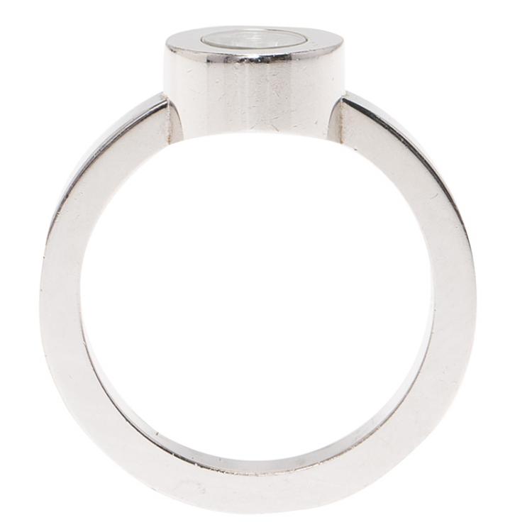 Pre Owned Chopard Very Chopard Diamond White Gold Ring Size 52