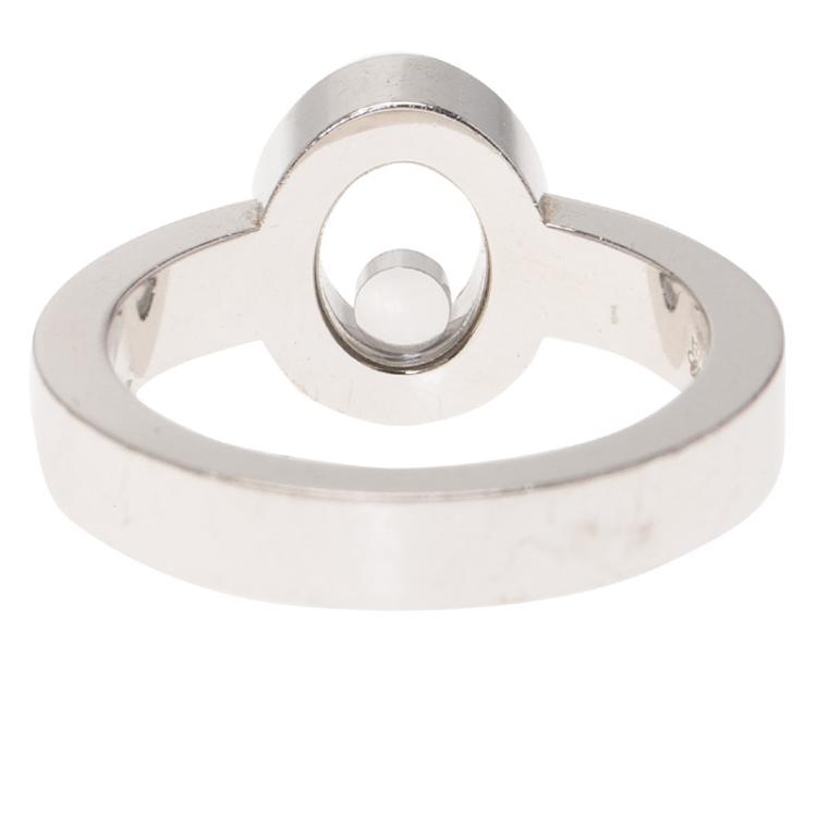 Pre Owned Chopard Very Chopard Diamond White Gold Ring Size 52