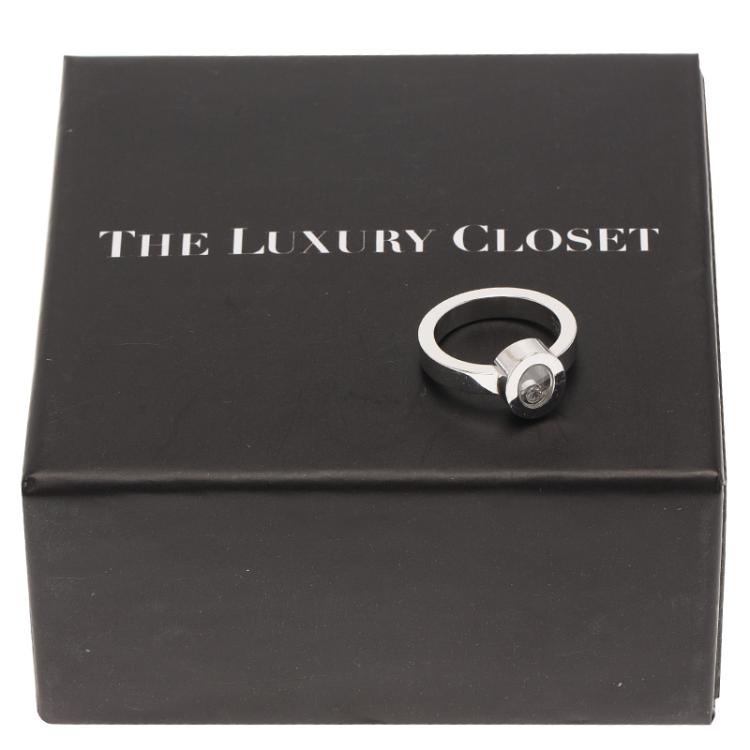 Pre Owned Chopard Very Chopard Diamond White Gold Ring Size 52