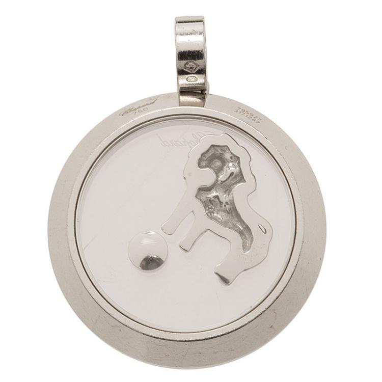 Pre Owned Chopard Happy Diamonds Floating Lion Motif Diamond White Gold Pendant 
