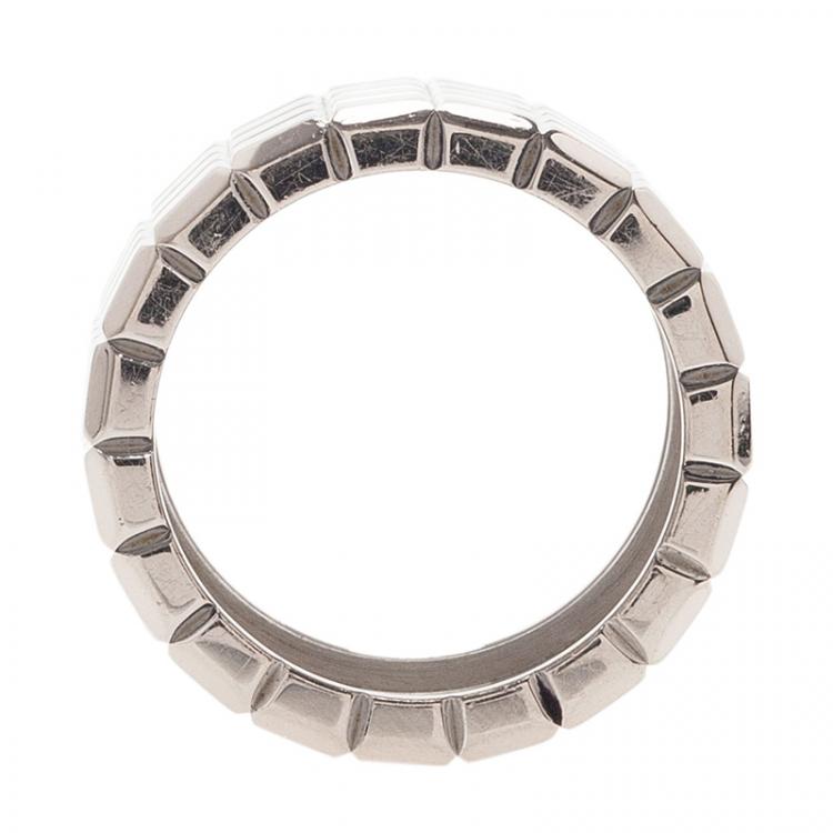 Pre Owned Chopard Ice Cube White Gold Wide Band Ring Size 55