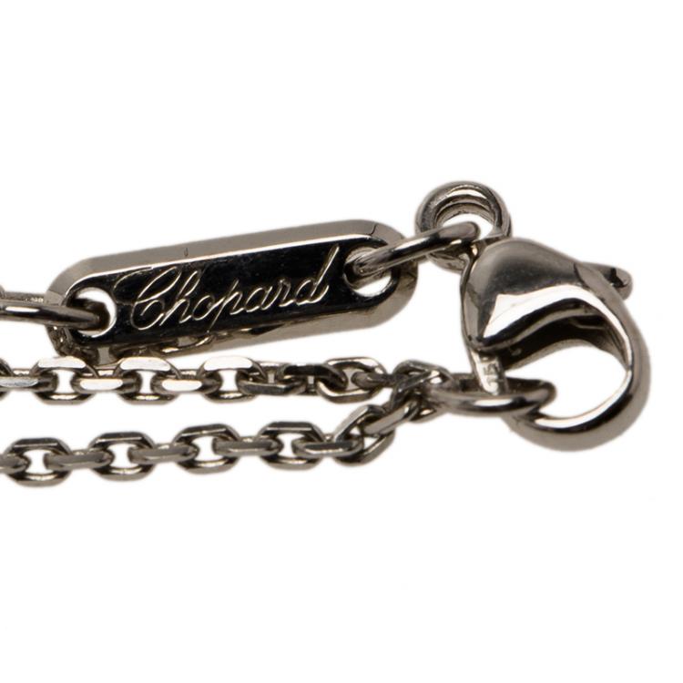 مملوكة مسبقًا Chopard Happy Spirit Diamond White Gold Pendant & Double Chain Necklace