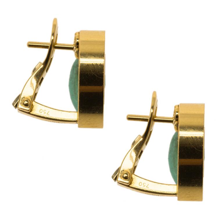 Pre Owned Chopard Happy Curves Diamonds & Yellow Gold Stud Earrings