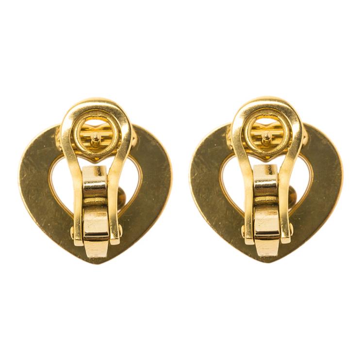 Pre Owned Chopard Happy Curves Diamonds & Yellow Gold Stud Earrings