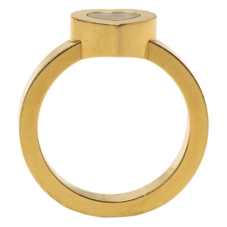 Pre Owned Chopard Miss Happy Diamond & Yellow Gold Ring Size 52
