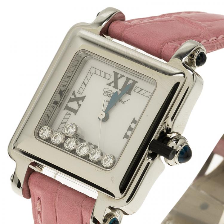 Pre Owned Chopard White Stainless Steel Happy Sport Women's Wristwatch 27MM