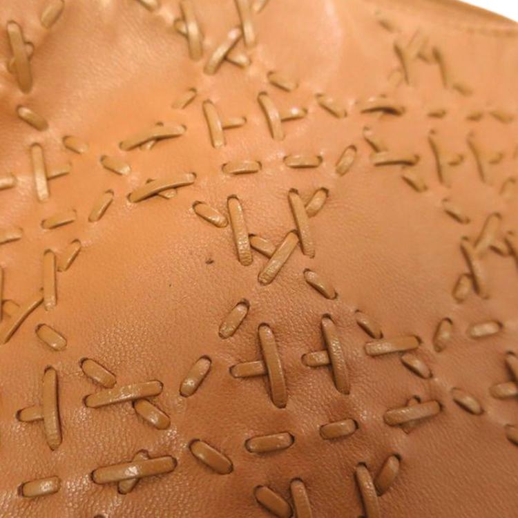 Pre Owned Dior Brown Leather Woven Charm Hobo