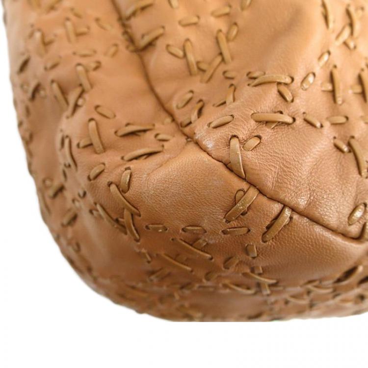 Pre Owned Dior Brown Leather Woven Charm Hobo