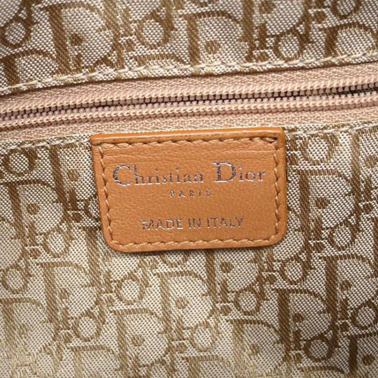 Pre Owned Dior Brown Leather Woven Charm Hobo
