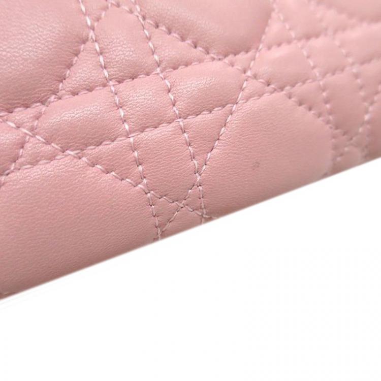 Pre Owned Dior Pink Cannage Leather Large Lady Dior Tote