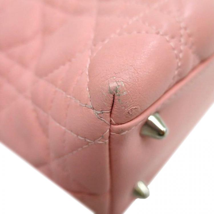 Pre Owned Dior Pink Cannage Leather Large Lady Dior Tote
