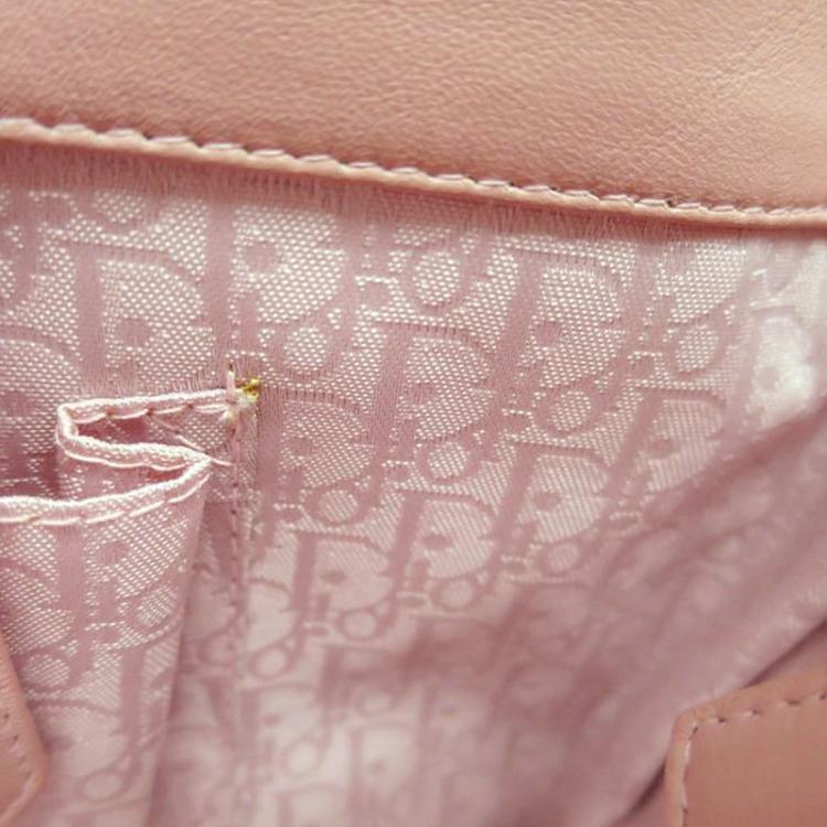 Pre Owned Dior Pink Cannage Leather Large Lady Dior Tote