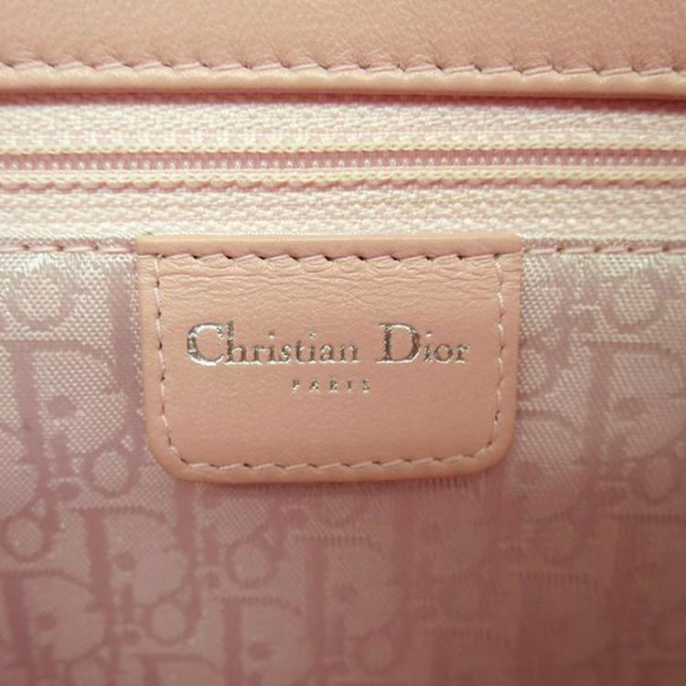 Pre Owned Dior Pink Cannage Leather Large Lady Dior Tote