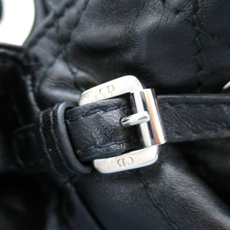 Pre Owned Dior Black Quilted Cannage Lambskin Leather Le Trente Shoulder Bag