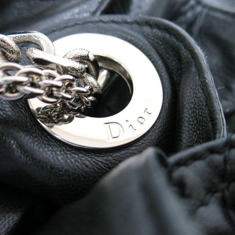 Pre Owned Dior Black Quilted Cannage Lambskin Leather Le Trente Shoulder Bag